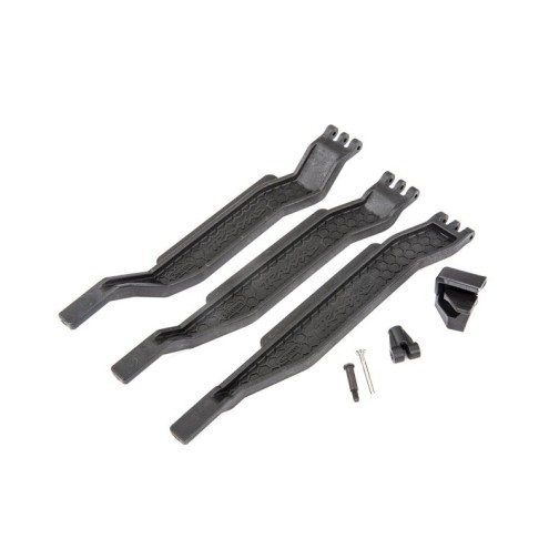 Traxxas 6726X Battery hold-down (3)/ battery clip/ hold-down post/ screw pin/ pivot post screw (fits #6723R chassis with 162mm long battery compartment)