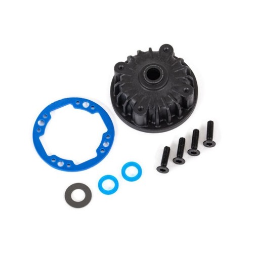 Traxxas 9081 Housing, center differential/ x-ring gaskets (2)/ 5x10x0.5 PTFE-coated washer (1)/ 2.5x8 CCS (4)