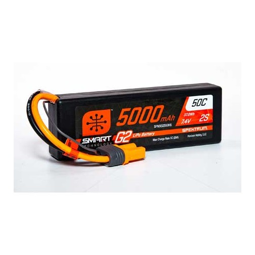 Spektrum LiPo-Battery 5000mAh 2S 7.4V Smart G2 50C Hard Case  IC5