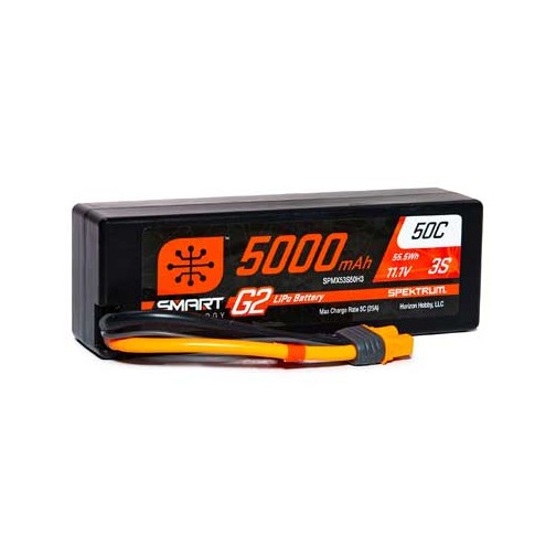 Spektrum LiPo Battery 5000mAh 3S 11.1V Smart G2 50C Hard Case IC3