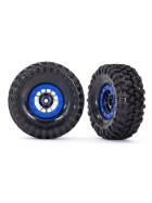 Traxxas 8182 Tires and wheels, assembled, glued (Method 105 1.9 black chrome, blue beadlock style wheels, Canyon Trail 4.6x1.9 tires, foam inserts) (1 left, 1 right)
