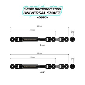 JunFac Stahl Universal Antriebswellen-Set (2) für Axial SCX10 III (313 mm WB)