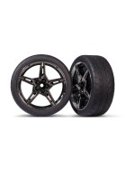 Traxxas 9370 Tires and wheels, assembled, glued (split-spoke black chrome wheels, 2.1 Response tires) (front) (2)