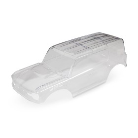 Traxxas 9211 Body, Ford Bronco (2021) (clear, requires painting)/ decals/ window masks (includes grille, side mirrors, door handles, fender flares, windshield wipers, spare tire mount, clipless mounting, hardware) (requires #8080X inner fenders)