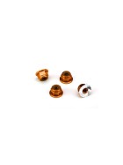 Traxxas 1747T Nuts, aluminum, flanged, serrated (4mm) (orange-anodized) (4)