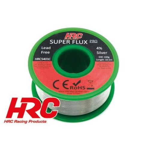 HRC Lötzinn ohne Blei - Super Flux Pro 4% Silver 10.5m (G.W. 100g)