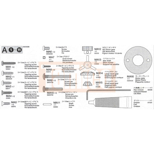 Tamiya Metallteile-Beutel A TT-01E Chassis #9400688