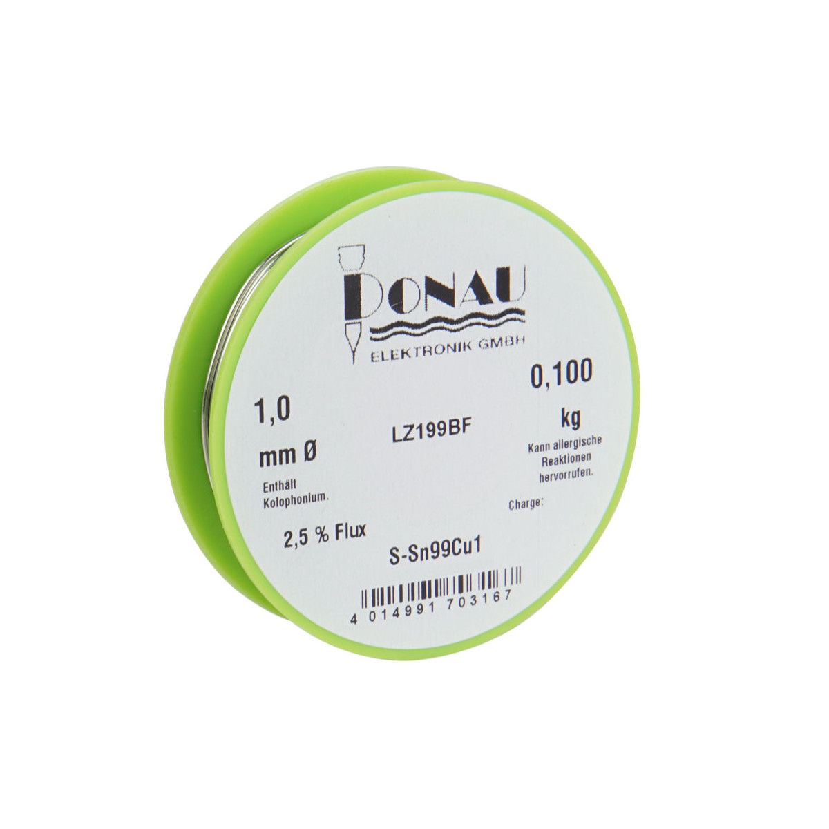 Donau LZ199BF Lötzinn bleifrei Sn99 1mm Spule 100g