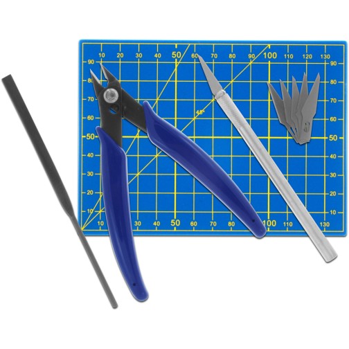7 teiliges Mini Werkzeugset Alugriff blau 