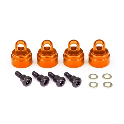 Traxxas 3767T Shock caps, aluminum (orange-anodized) (4) (fits all Ultra Shocks)