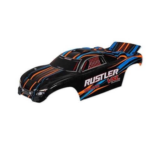 Traxxas 3720T Body, Rustler VXL, orange (painted, decals applied)