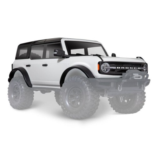 Traxxas 9211L Body, Ford Bronco (2021), complete, Oxford White (painted) (includes grille, side mirrors, door handles, fender flares, windshield wipers, spare tire mount, & clipless mounting) (requires #8080X inner fenders)