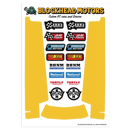 Blockhead Motors Aufkleber/Decals für Tamiya Hornet / Grasshopper Gelb