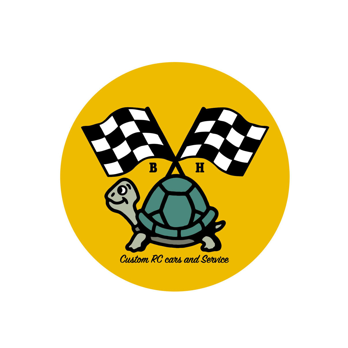 Blockhead Motors Sticker Turtle Checker Round 50mm