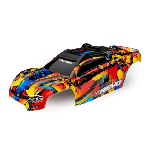 Traxxas 8612 Body, E-Revo, Solar Flare (painted, decals applied) (assembled with front & rear body mounts and rear body support for clipless mounting)