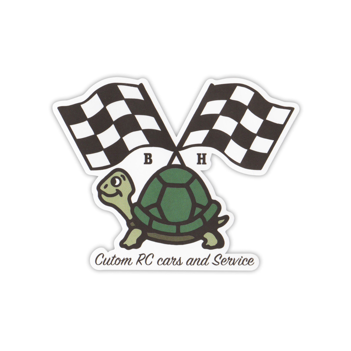 Blockhead Motors Sticker Checker Flag Turtle