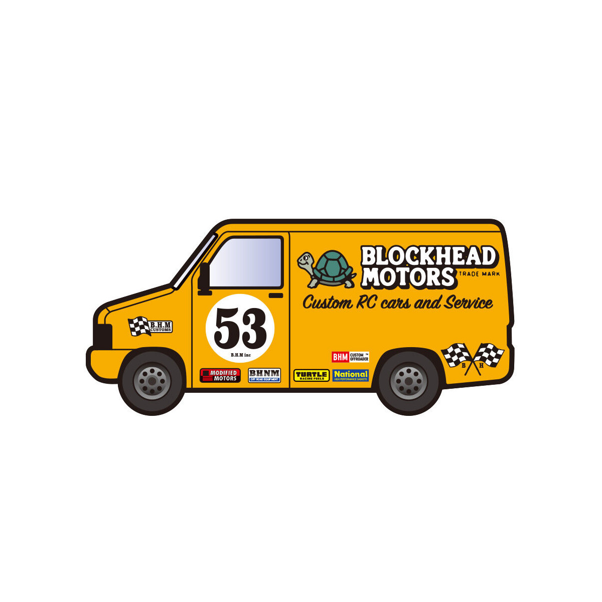 Blockhead Motors Sticker Delivery Car