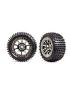 Traxxas 2470T Tires & wheels, assembled (2.2 black chrome wheels, Alias 2.2 tires) (2) (Bandit rear, medium compound with foam inserts)