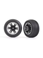 Traxxas 3771X Tires & wheels, assembled, glued (2.8) (RXT black & satin wheels, ribbed tires, foam inserts) (electric front) (2)