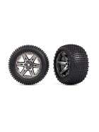 Traxxas 3772R Tires & wheels, assembled, glued (2.8) (RXT black chrome wheels, Alias tires, foam inserts) (2WD electric rear) (2) (TSM rated)