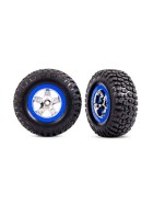 Traxxas 5869A Tires & wheels, assembled, glued (SCT chrome, blue beadlock style wheels, BFGoodrich Mud-Terrain T/A KM2 tires, foam inserts) (2) (2WD front)