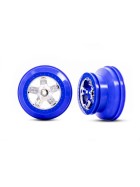Traxxas 5870A 5870A Wheels, SCT chrome, blue beadlock style, dual profile (2.2 outer, 3.0 inner) (2) (2WD front only)