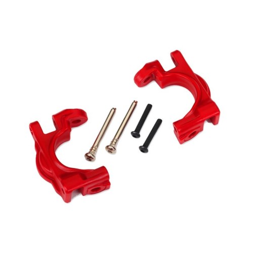 Traxxas 9032R Caster blocks (c-hubs), extreme heavy duty, red (left & right)/ 3x32mm hinge pins (2)/ 3x20mm BCS (2) (for use with #9080 upgrade kit)