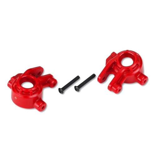 Traxxas 9037R Steering blocks, extreme heavy duty, red (left & right)/ 3x20mm BCS (2) (for use with #9080 upgrade kit)
