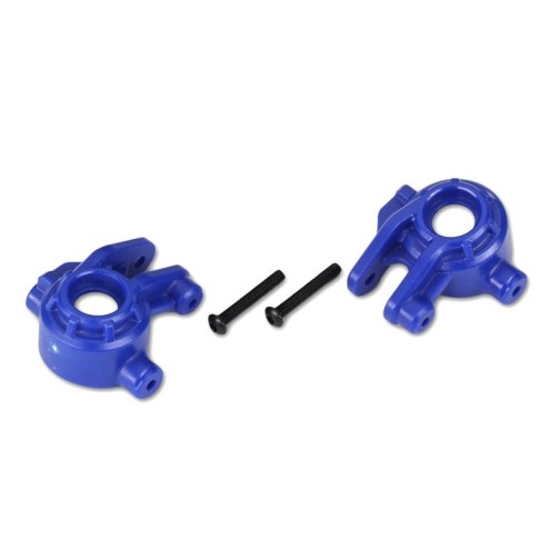Traxxas 9037X Steering blocks, extreme heavy duty, blue (left & right)/ 3x20mm BCS (2) (for use with #9080 upgrade kit)
