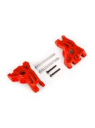 Traxxas 9050R Carriers, stub axle, rear, extreme heavy duty, red (left & right)/ 3x41mm hinge pins (2)/ 3x20mm BCS (2) (for use with #9080 upgrade kit)