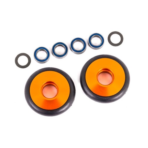 Traxxas 9461A Wheels, wheelie bar, 6061-T6 aluminum (orange-anodized) (2)/ 5x8x2.5mm ball bearings (4)/ o-rings (2)/ 5x8x0.3mm TW (2)