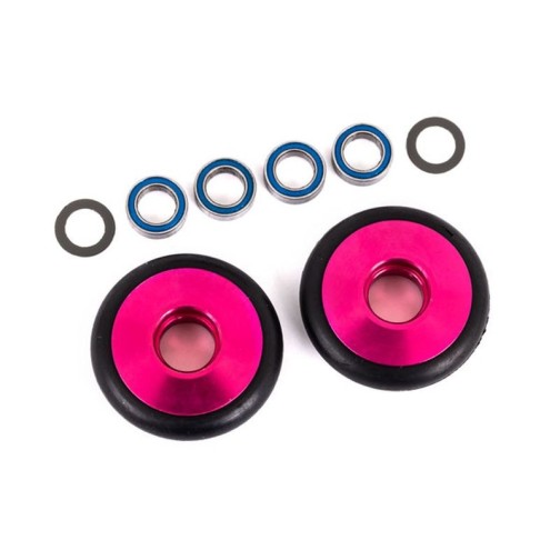 Traxxas 9461P Wheels, wheelie bar, 6061-T6 aluminum (pink-anodized) (2)/ 5x8x2.5mm ball bearings (4)/ o-rings (2)/ 5x8x0.3mm TW (2)