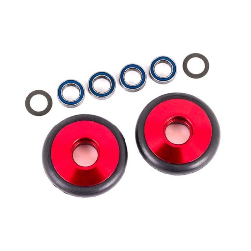 Traxxas 9461R Wheels, wheelie bar, 6061-T6 aluminum (red-anodized) (2)/ 5x8x2.5mm ball bearings (4)/ o-rings (2)/ 5x8x0.3mm TW (2)