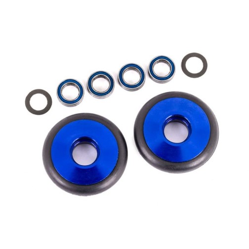 Traxxas 9461X Wheels, wheelie bar, 6061-T6 aluminum (blue-anodized) (2)/ 5x8x2.5mm ball bearings (4)/ o-rings (2)/ 5x8x0.3mm TW (2)