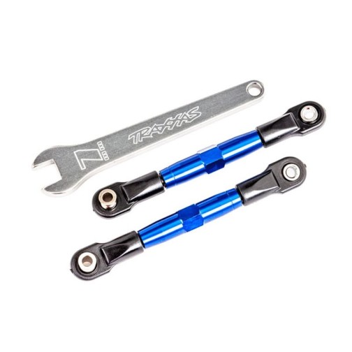 Traxxas 2444X Camber links, front (TUBES blue-anodized, 7075-T6 aluminum, stronger than titanium) (2) (assembled with rod ends and hollow balls)/ aluminum wrench (1) (fits Drag Slash)