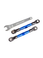 Traxxas 2444X Camber links, front (TUBES blue-anodized, 7075-T6 aluminum, stronger than titanium) (2) (assembled with rod ends and hollow balls)/ aluminum wrench (1) (fits Drag Slash)