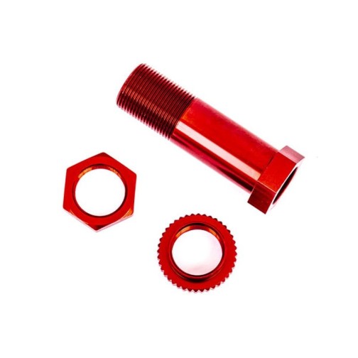 Traxxas 9545R Servo saver post/ adjuster nut/ locknut (red-anodized, 6061-T6 aluminum) (1 each)