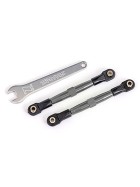 Traxxas 2445A Toe links, front (TUBES charcoal gray-anodized, 7075-T6 aluminum, stronger than titanium) (2) (assembled with rod ends and hollow balls)/ aluminum wrench (1)