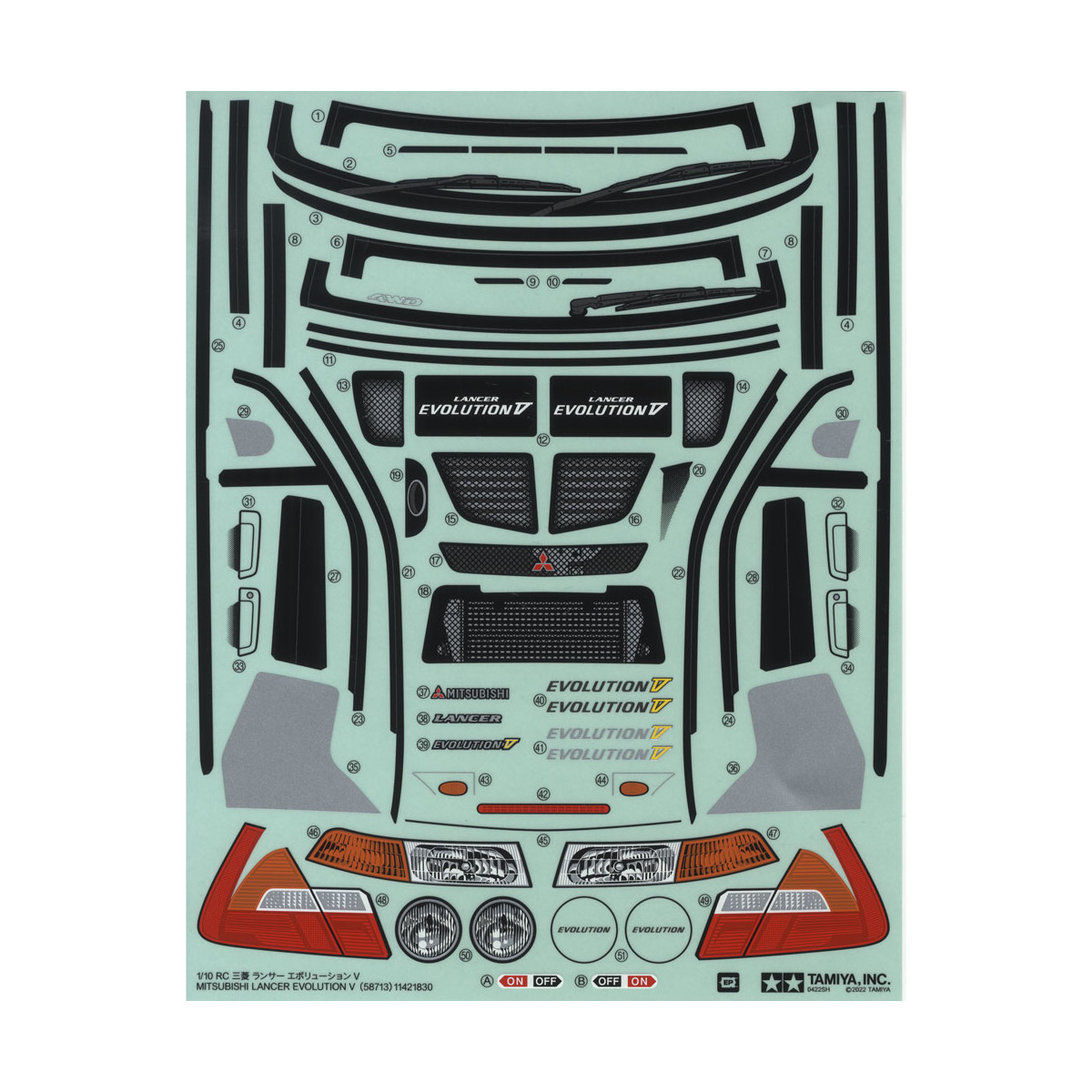 Tamiya 19490074 Aufkleber/Sticker Lancer Evo V