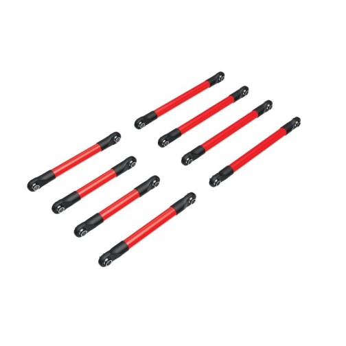 Traxxas 9749-RED Suspension link set, 6061-T6 aluminum (red-anodized) (includes 5x53mm front lower links (2), 5x46mm front upper links (2), 5x68mm rear lower or upper links (4))