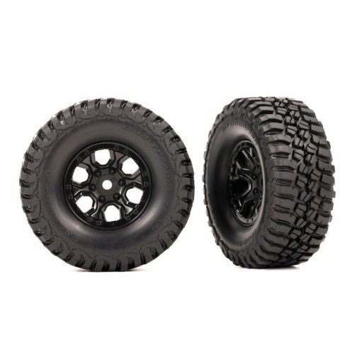 Traxxas 9774 Tires & wheels, assembled (black 1.0 wheels, BFGoodrich Mud-Terrain T/A KM3 2.2x1.0 tires) (2)