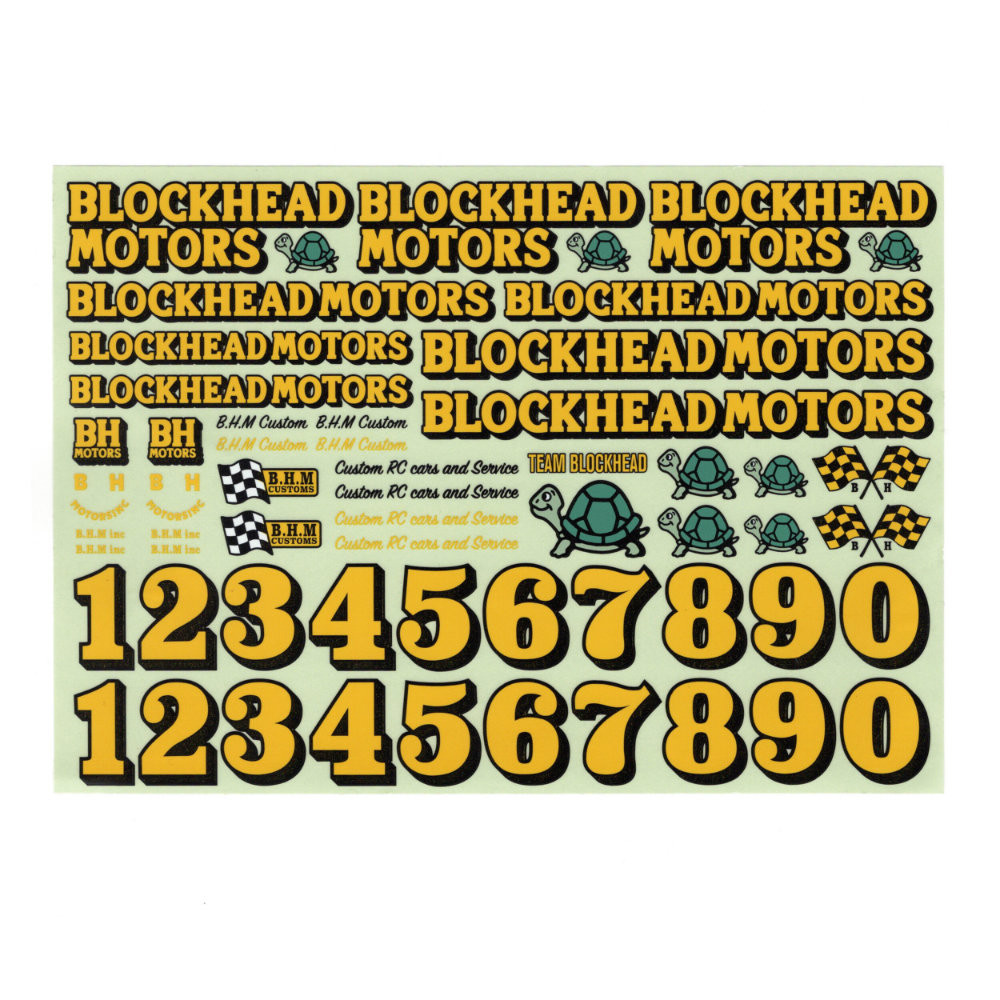 Blockhead Motors Decals Original Sheet Yellow