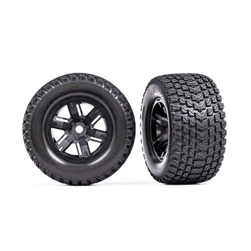 Tires & wheels, assembled, glued (X-Maxx black wheels, Gravix tires, foam inserts) (left & right)