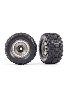 Traxxas 9572A Tires & wheels, assembled, glued (3.8 satin black chrome wheels, satin black chrome wheel covers, Sledgehammer tires, foam inserts) (2)