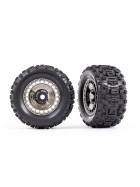 Traxxas 9572T Tires & wheels, assembled, glued (3.8 black chrome wheels, black chrome wheel covers, Sledgehammer tires, foam inserts) (2)