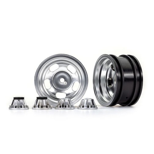 Traxxas 8158 Wheels, 2.2, satin chrome (2)/ center caps (front (2), rear (2)) (requires #8255A extended thread stub axle)