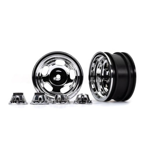 Traxxas 8158X Wheels, 2.2, chrome (2)/ center caps (front (2), rear (2)) (requires #8255A extended thread stub axle)