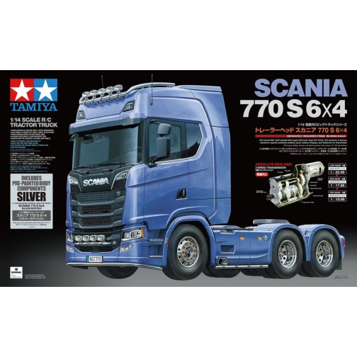 Tamiya 56373 Scania 770 S 6x4 3-Achser 1:14 Bausatz (silber vorlackie