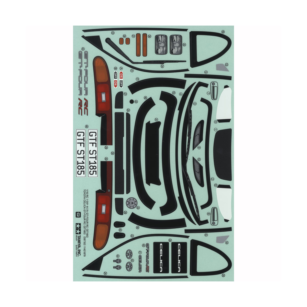 Tamiya 19490117 Aufkleber / Sticker Toyota Celica GT-Four...
