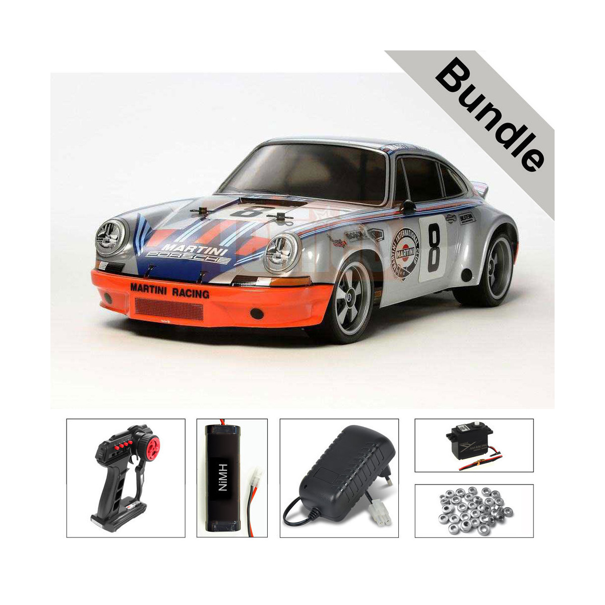 Tamiya 58570 Porsche 911 Carrera RSR TT-02 BUNDLE Silver